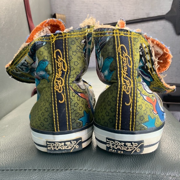 SOLD. ED HARDY HI TOP SNEAKERS. Laceless. - Picture 3 of 6